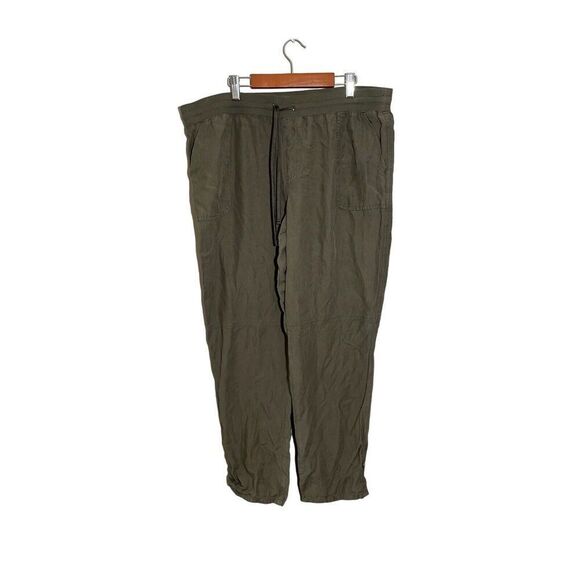 Maurices Womens Casual Cargo Pants Size 16‎ Olive Green Pull On Elastic Waist - Picture 1 of 6